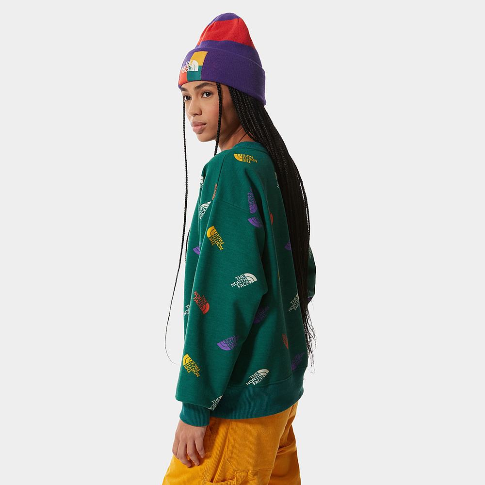Svetre The North Face Colour Block Cropped Damske Zelene | MGS-718436