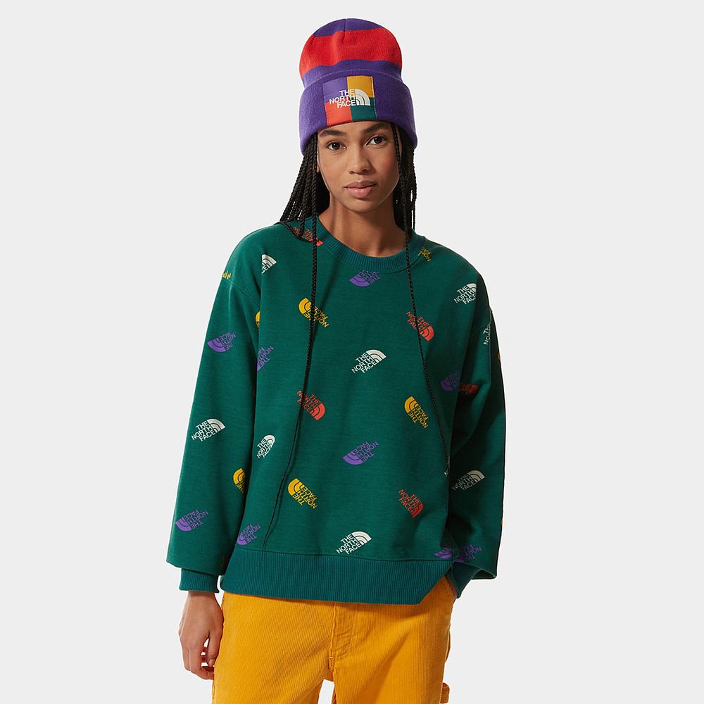 Svetre The North Face Colour Block Cropped Damske Zelene | MGS-718436