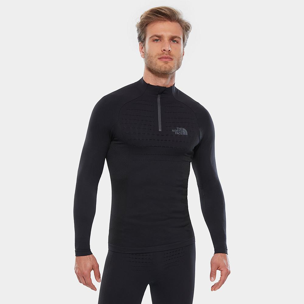 Topy The North Face Športové Long-Sleeve Zip Panske Čierne Siva | HIX-492083