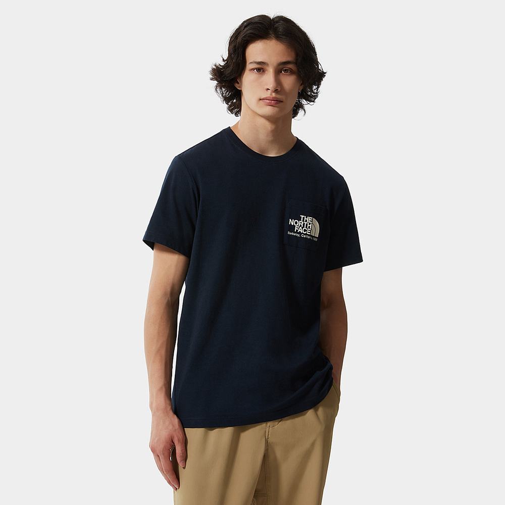 Tricko The North Face Berkeley California Pocket Panske Námornícka Modrá | OET-348162