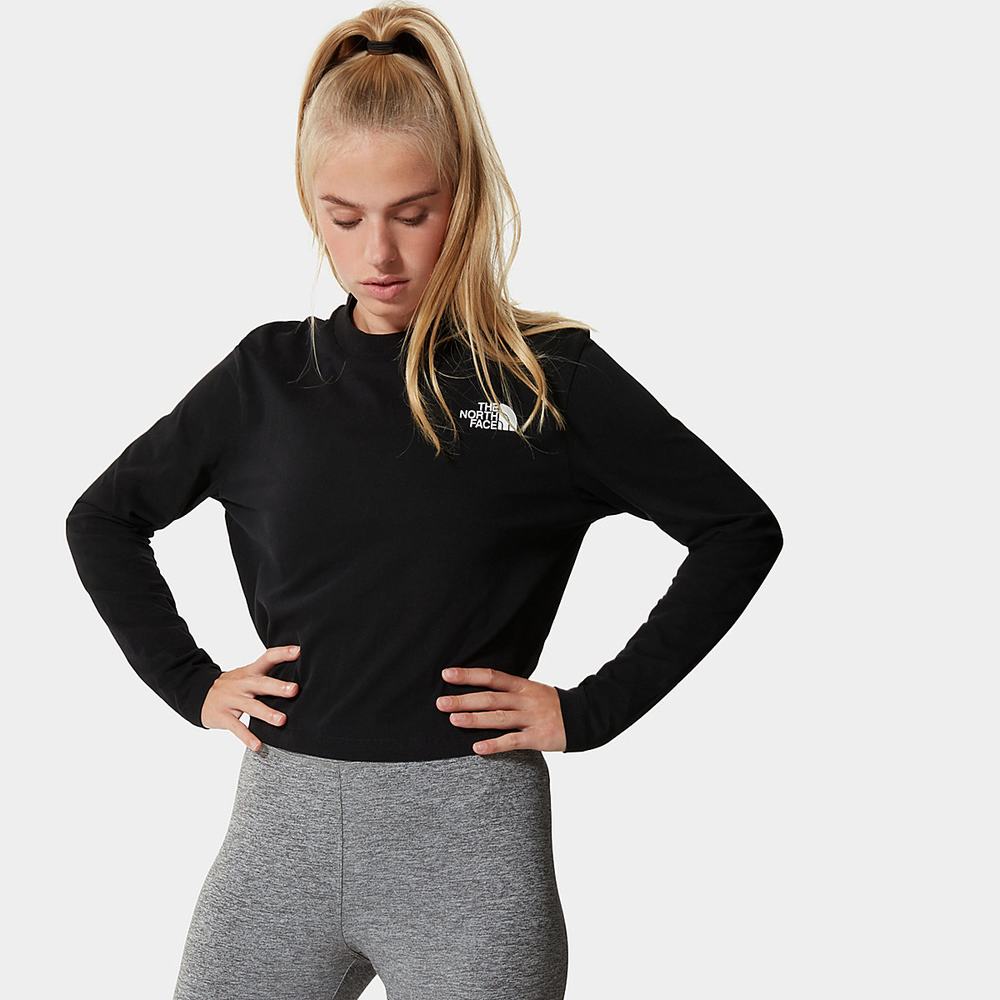Tricko The North Face CROPPED LONG-SLEEVE Damske Čierne | MHU-275410