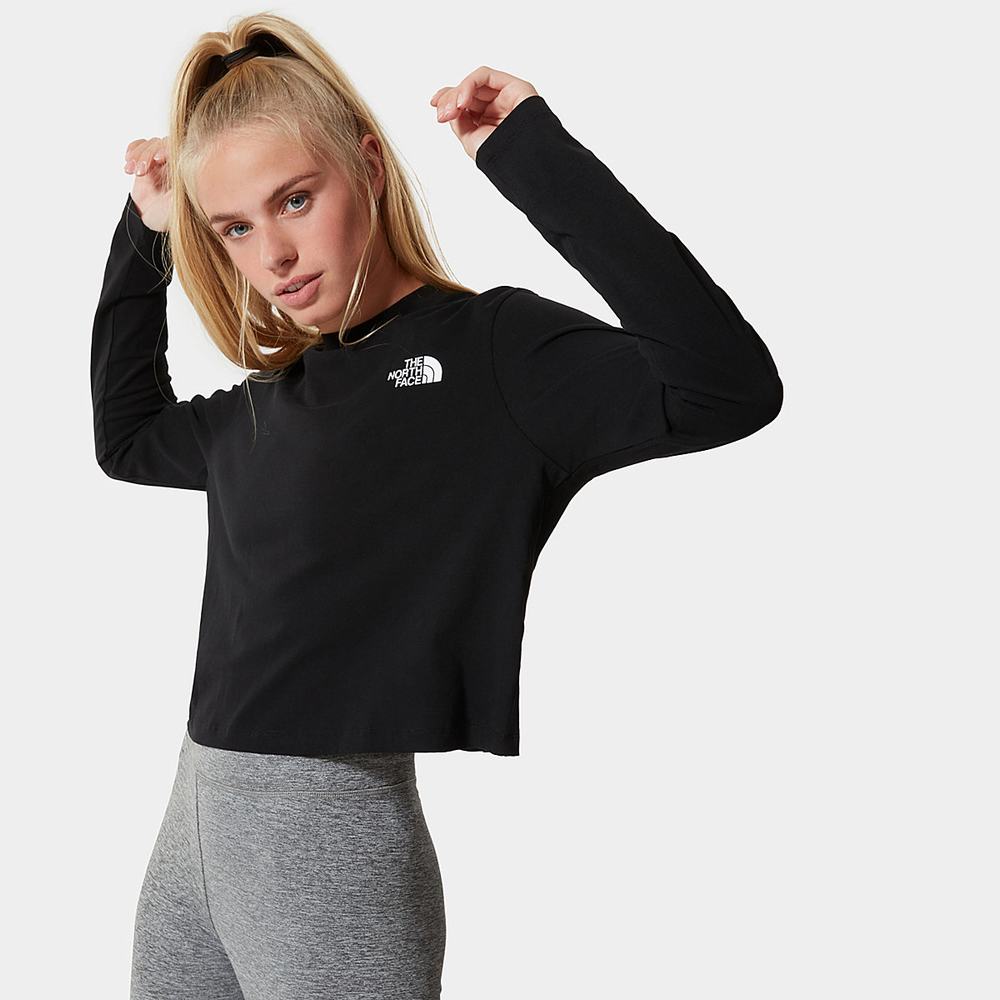 Tricko The North Face CROPPED LONG-SLEEVE Damske Čierne | MHU-275410