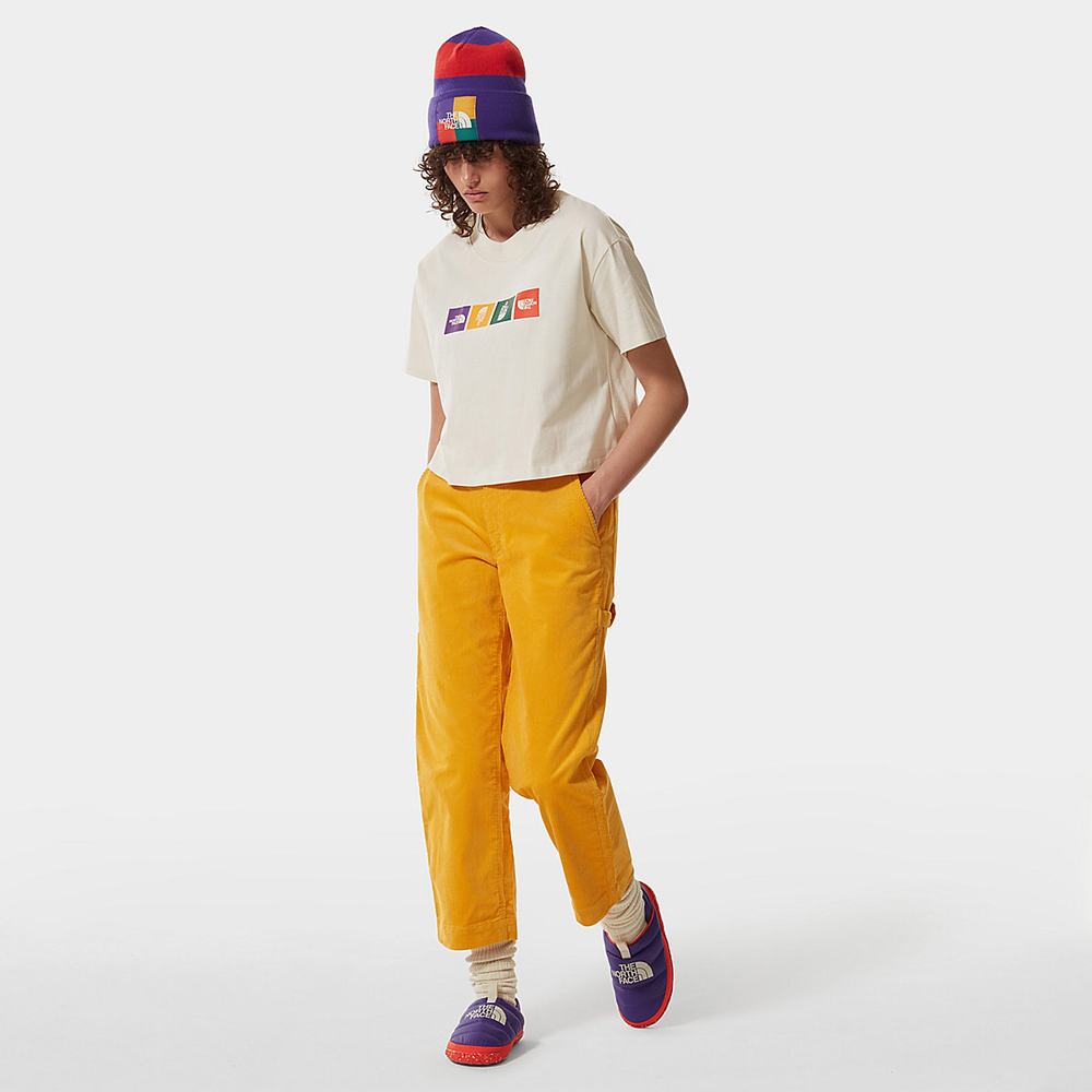 Tricko The North Face Colour Block Cropped Damske Biele | HAW-826049