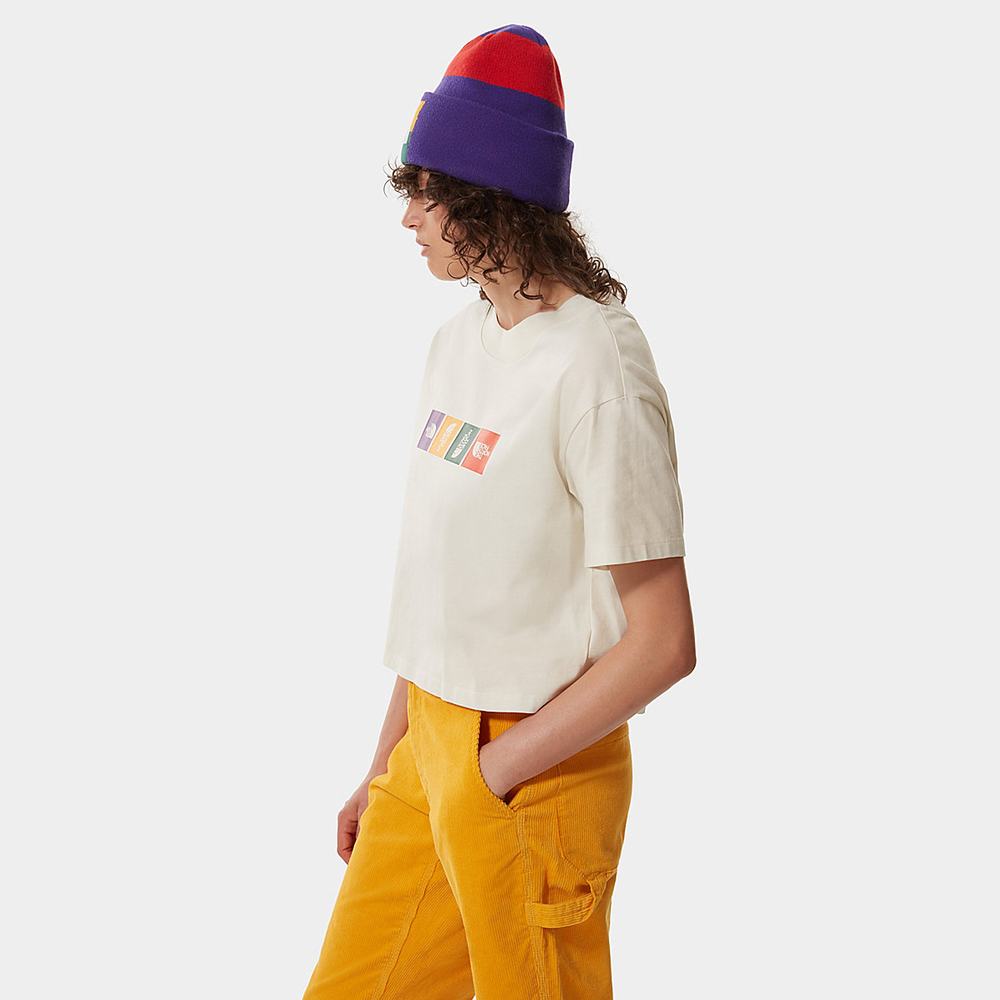 Tricko The North Face Colour Block Cropped Damske Biele | HAW-826049