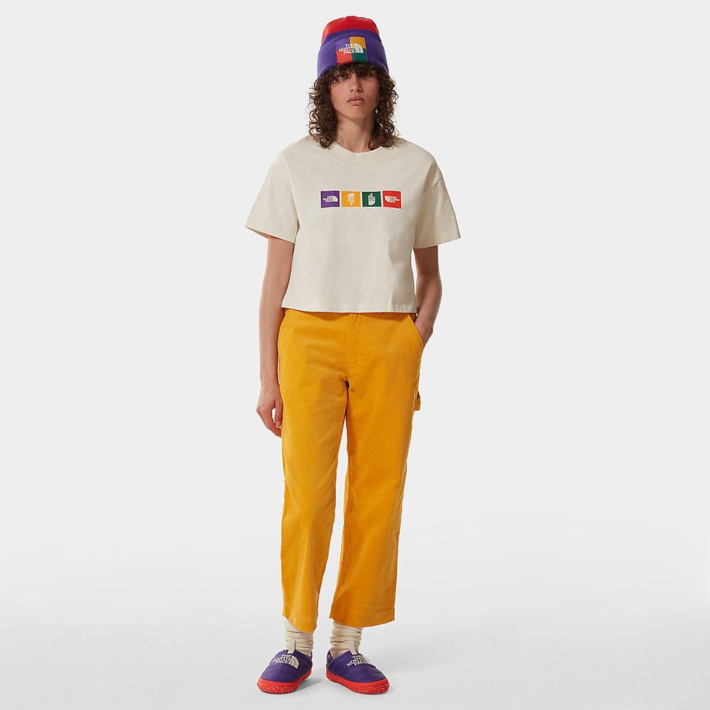 Tricko The North Face Colour Block Cropped Damske Biele | HAW-826049