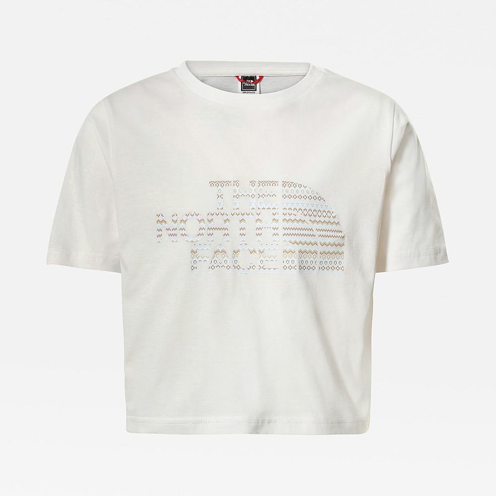 Tricko The North Face EASY CROPPED Dievcenske Biele | PBD-791802