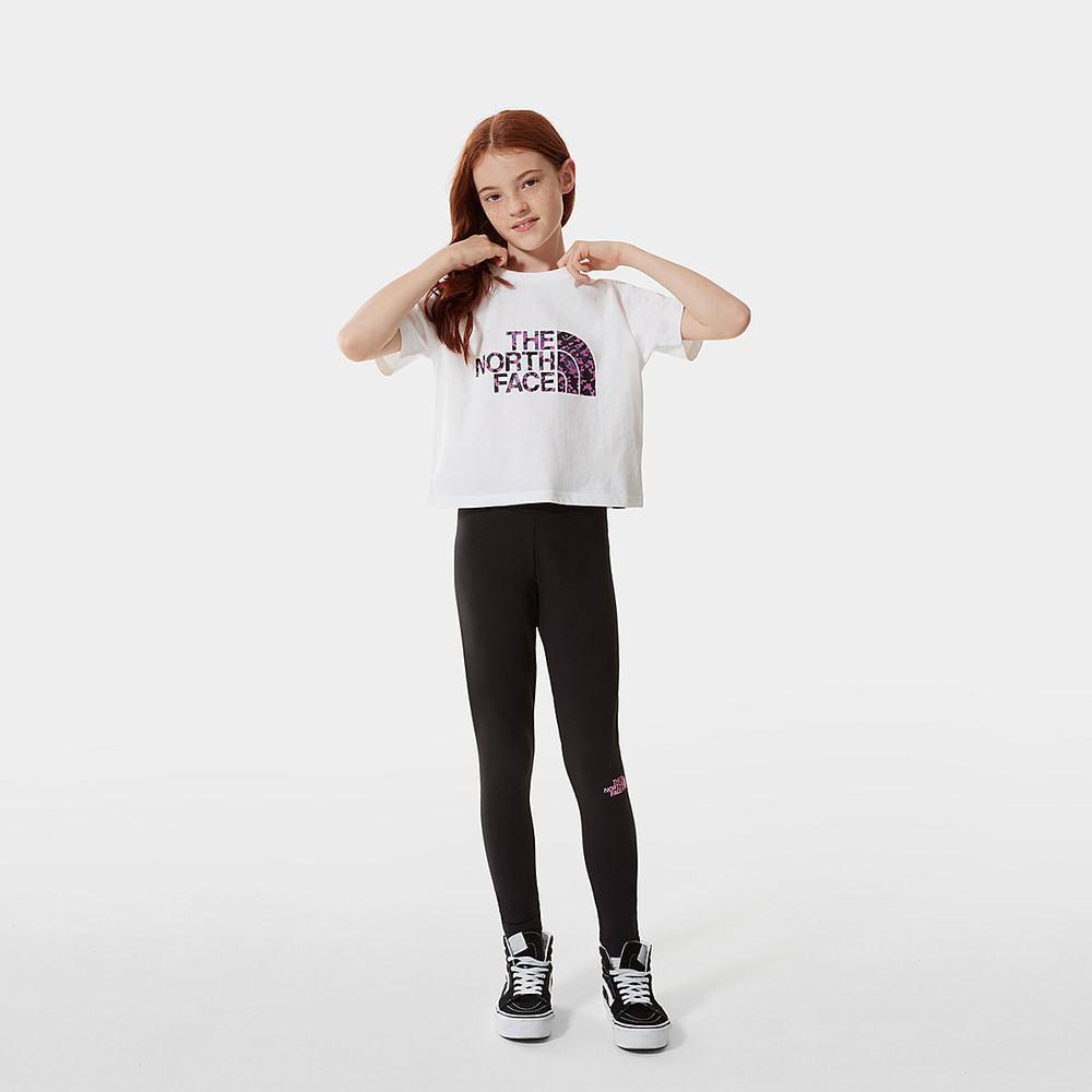 Tricko The North Face EASY CROPPED Dievcenske Biele Čierne | PTM-728645