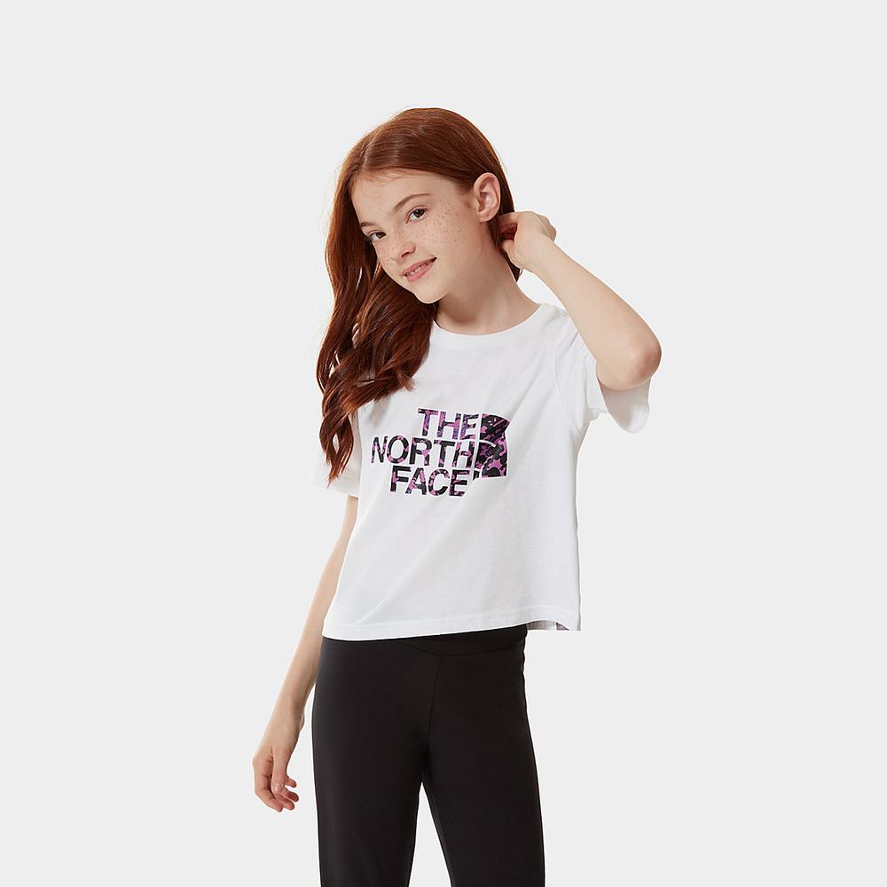 Tricko The North Face EASY CROPPED Dievcenske Biele Čierne | PTM-728645