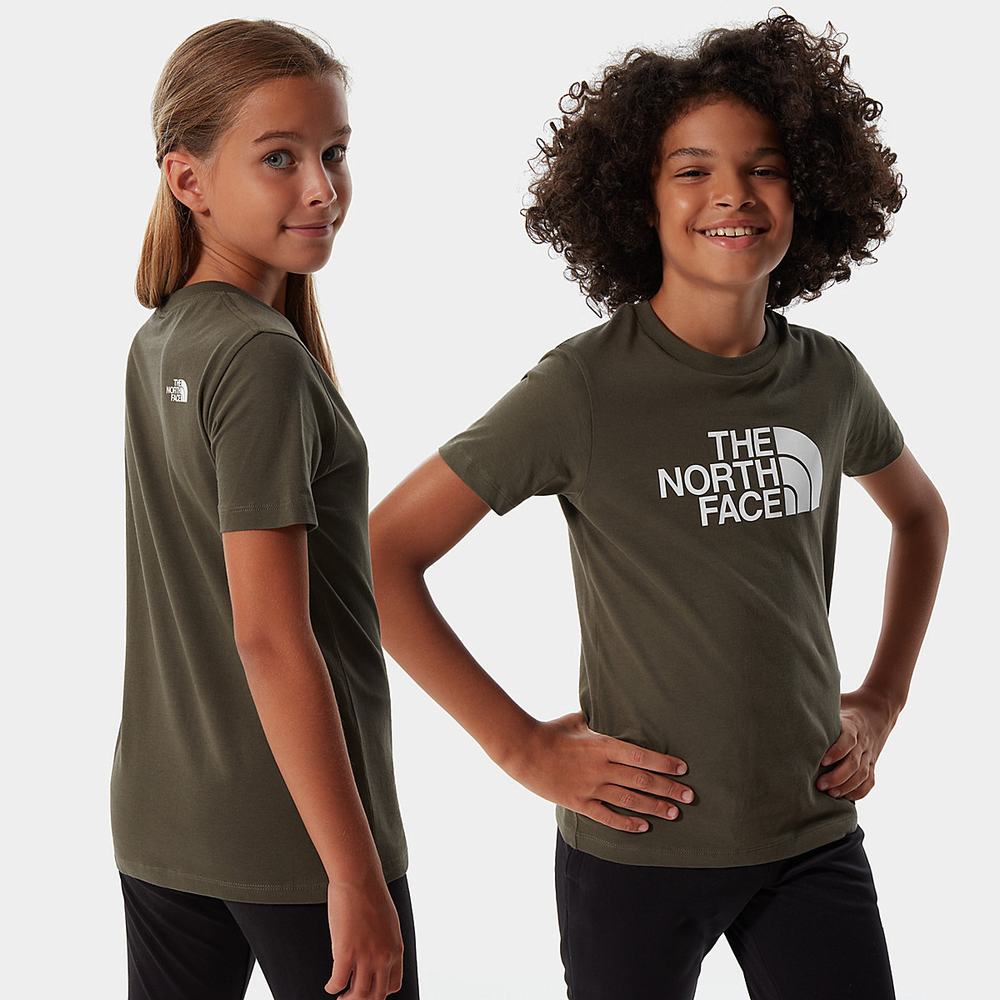 Tricko The North Face Easy Kratke-Sleeve Dievcenske Zelene Biele | MRN-879526