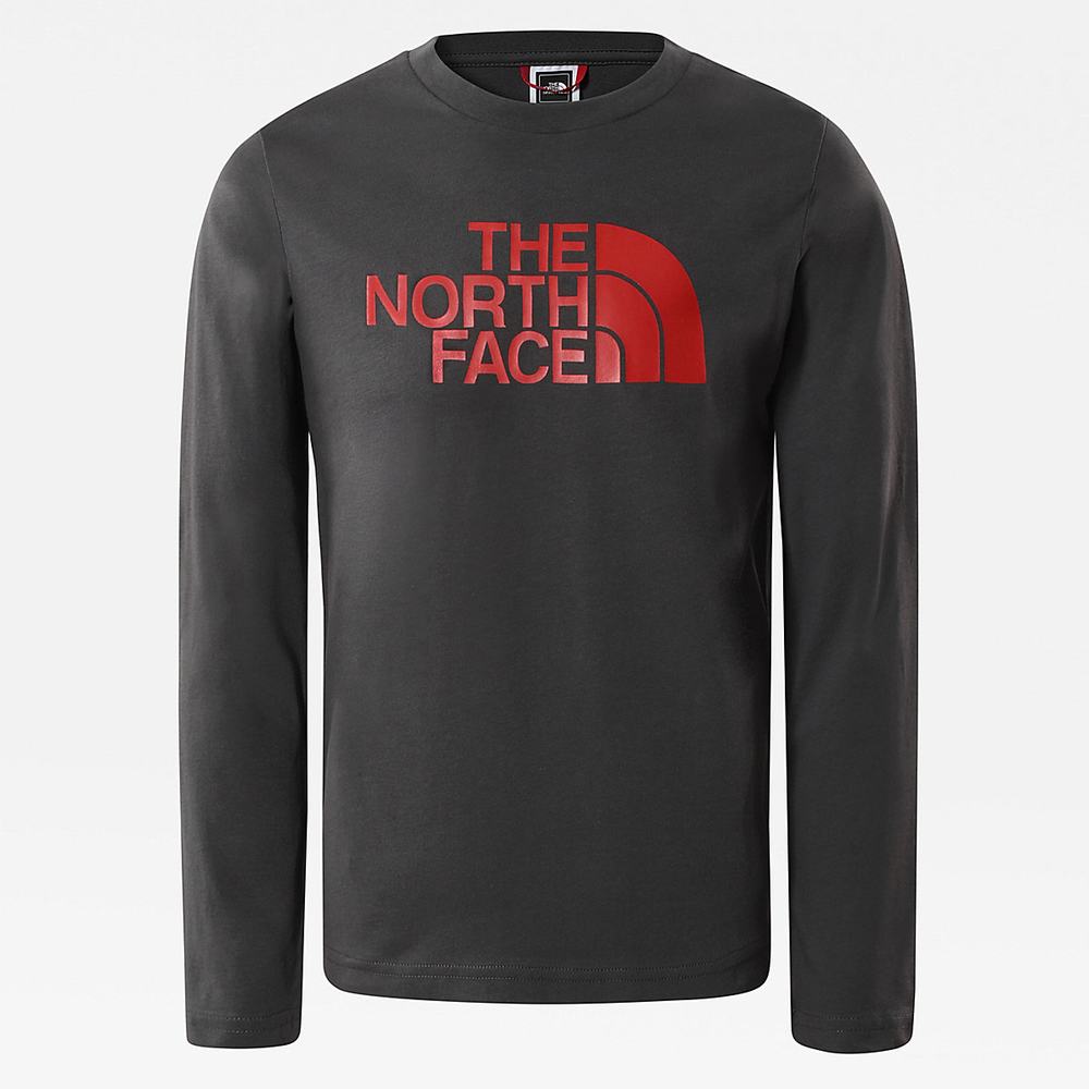 Tricko The North Face Easy Long-Sleeve Dievcenske Siva Červené | IWQ-723618