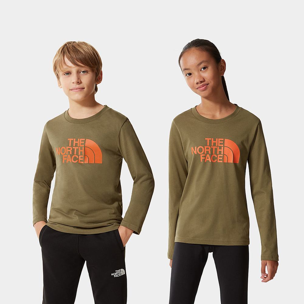 Tricko The North Face Easy Long-Sleeve Dievcenske Olivovo Zelená Zelene | ZSC-967254
