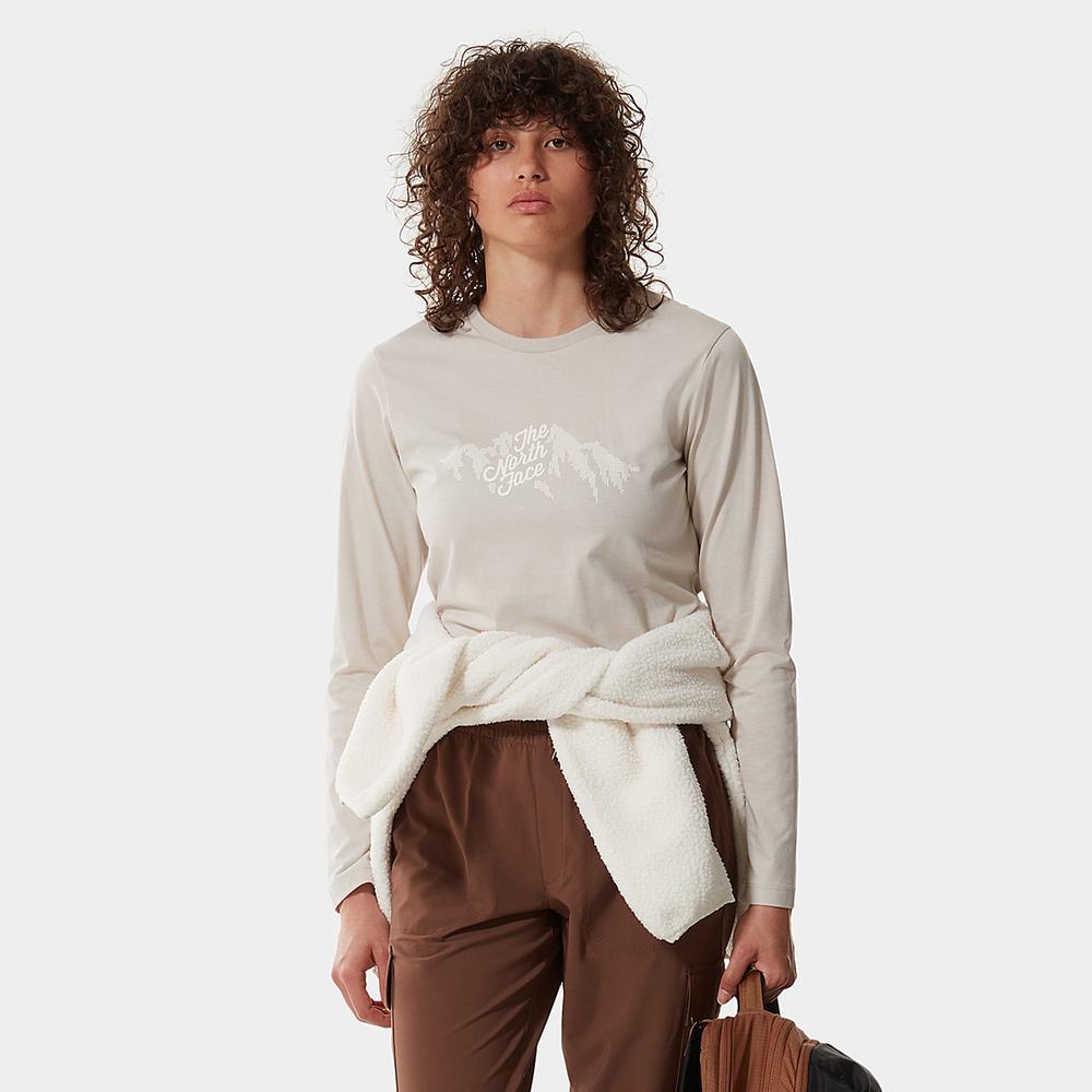 Tricko The North Face GRAPHIC LONG-SLEEVE Damske Strieborne Siva | ARG-354906