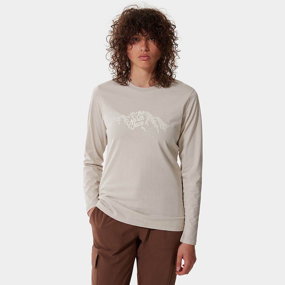 Tricko The North Face GRAPHIC LONG-SLEEVE Damske Strieborne Siva | ARG-354906