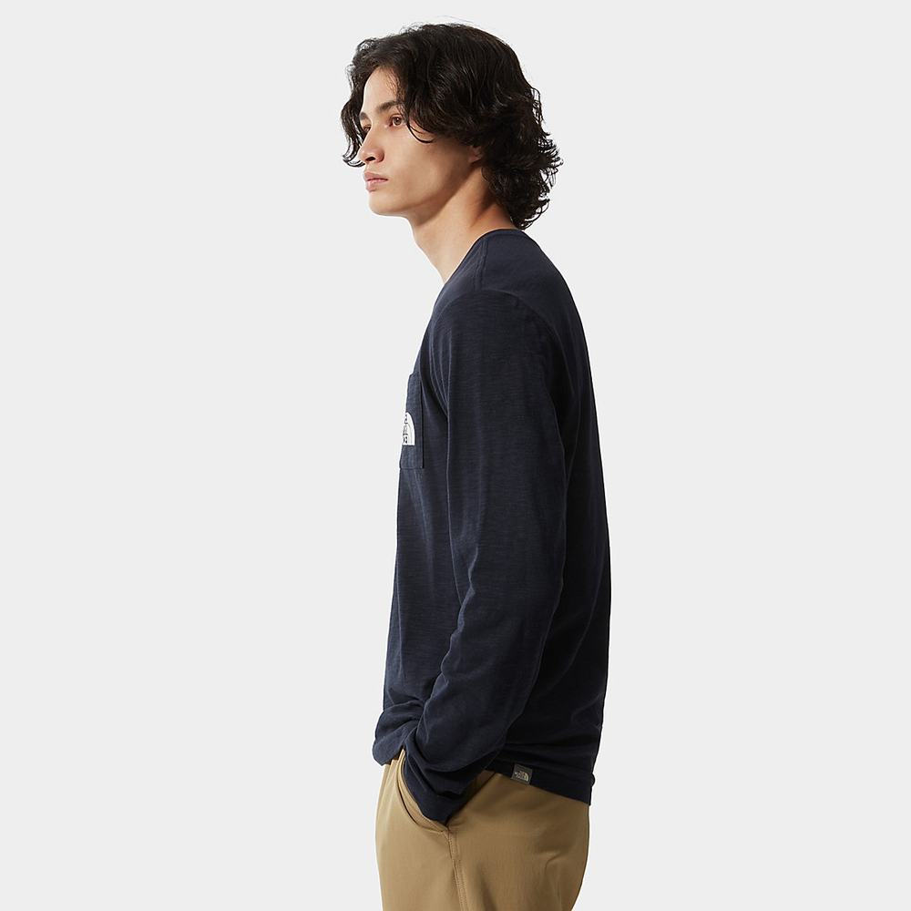 Tricko The North Face Long-Sleeve Tissaack Panske Námornícka Modrá | FBY-602438