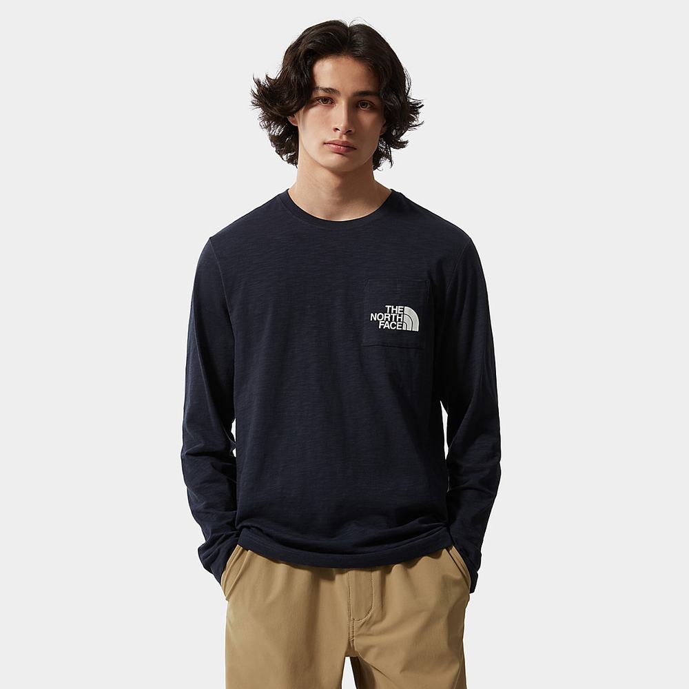 Tricko The North Face Long-Sleeve Tissaack Panske Námornícka Modrá | FBY-602438