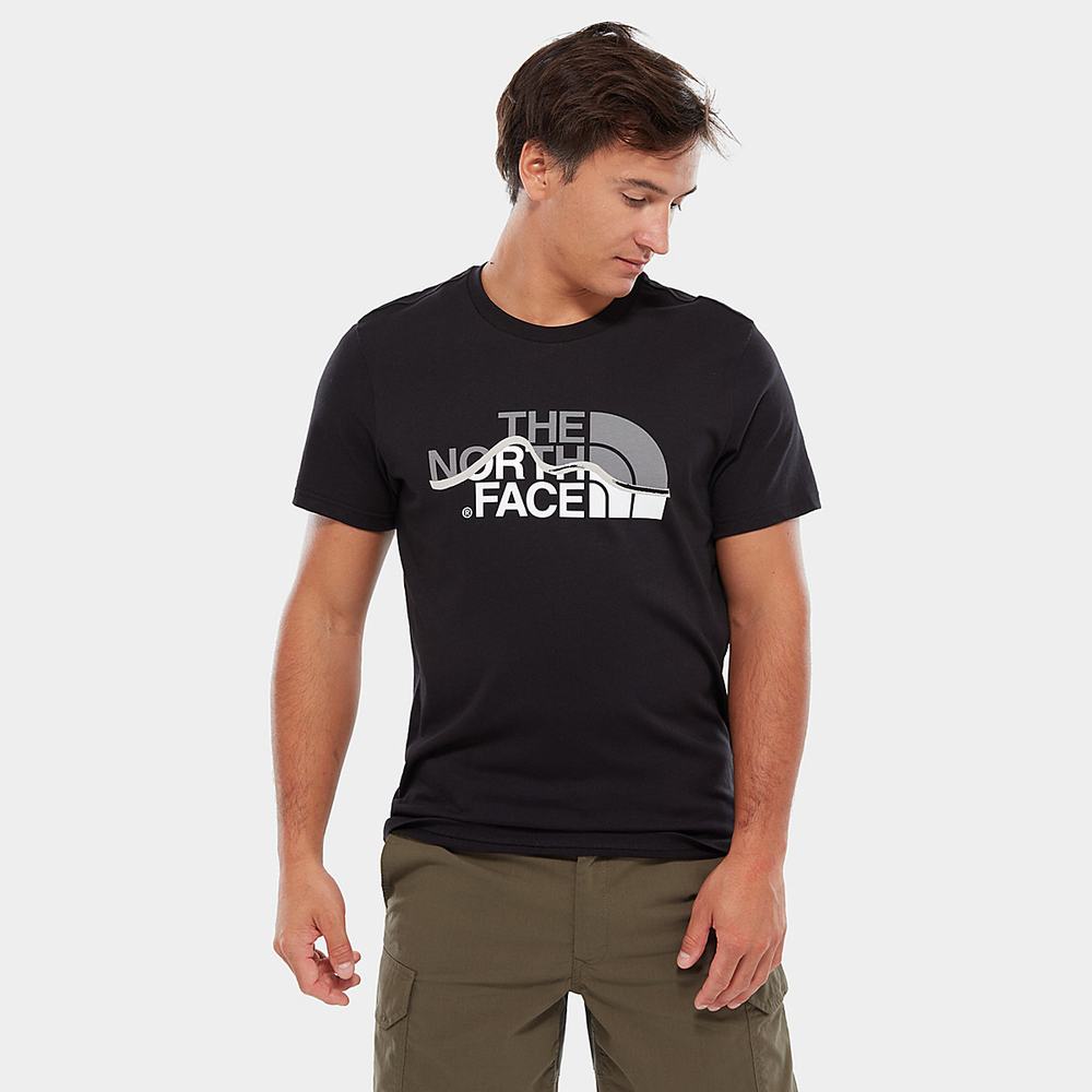 Tricko The North Face Mountain Line Panske Čierne | KRQ-491807
