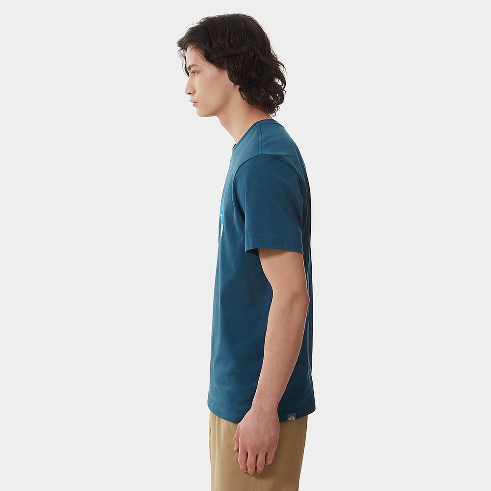 Tricko The North Face Mountain Line Panske Modre Biele | XJC-602984