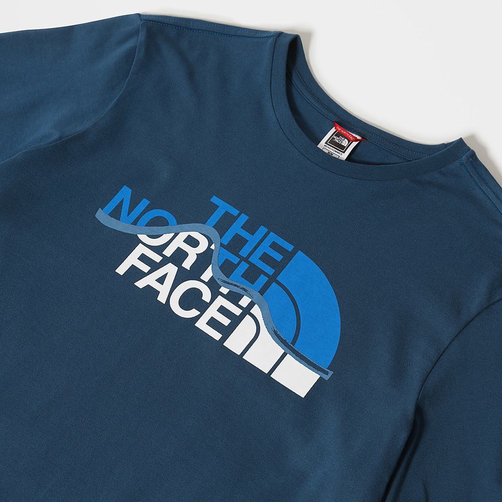 Tricko The North Face Mountain Line Panske Modre Biele | XJC-602984