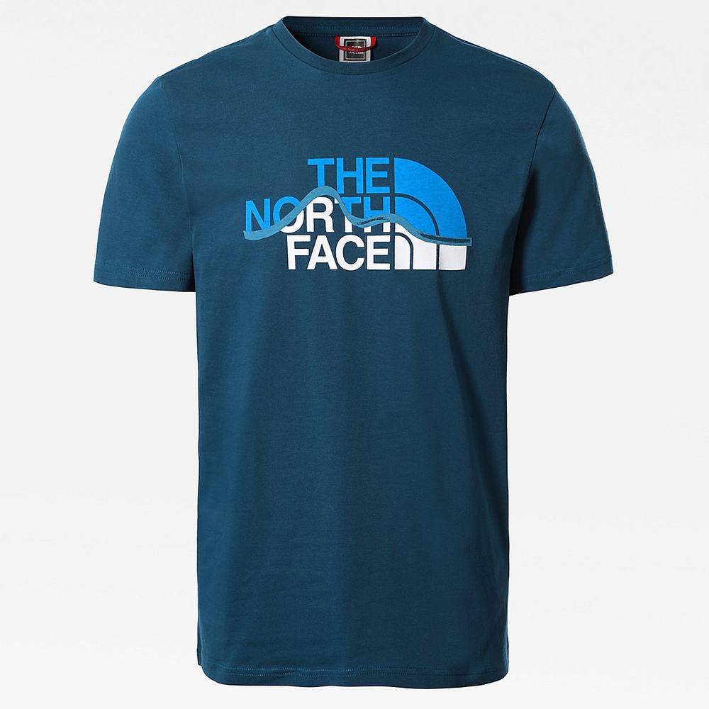 Tricko The North Face Mountain Line Panske Modre Biele | XJC-602984