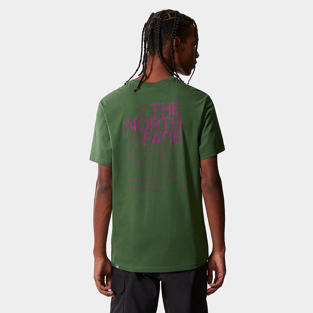 Tricko The North Face Mountain Outline Panske Zelene | ELM-095174