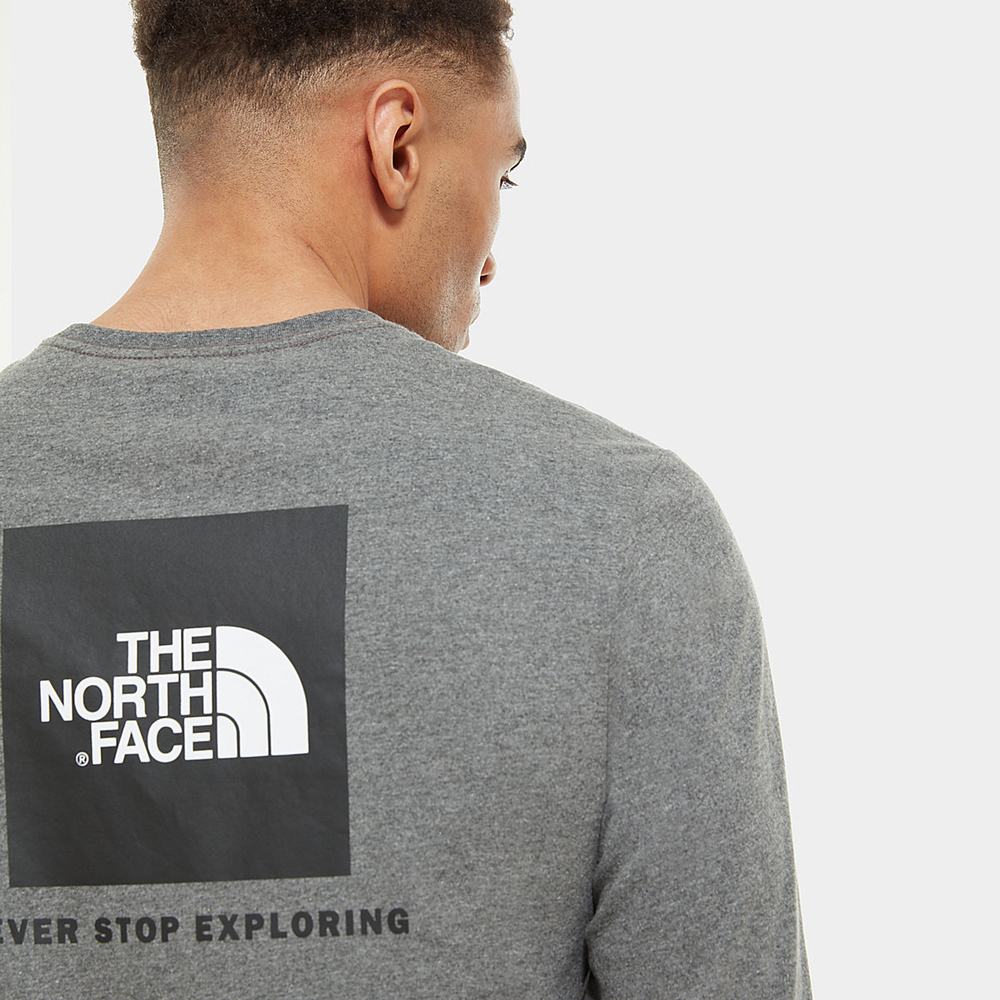 Tricko The North Face Red Box Long-Sleeve Panske Siva | HIY-814960