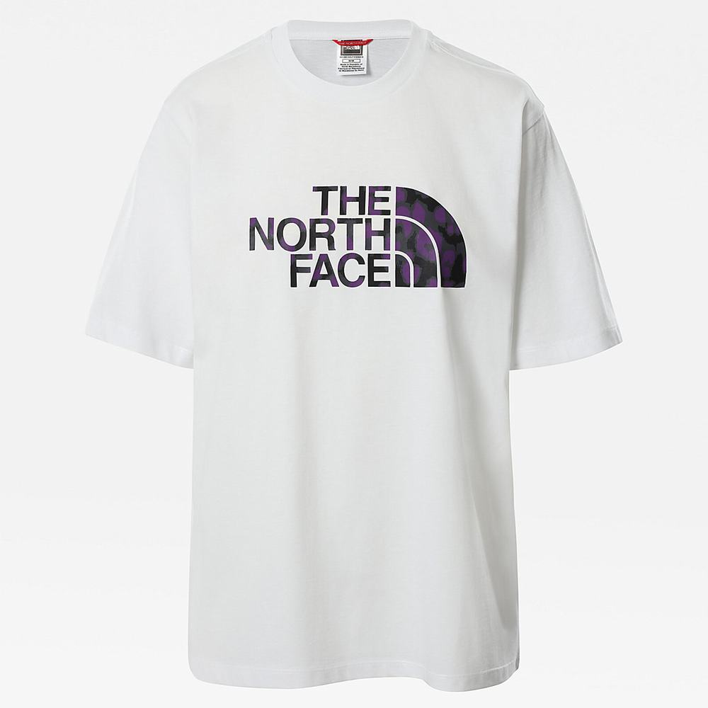 Tricko The North Face Relaxed Easy Damske Biele Nachový Leopardie | XWD-872549