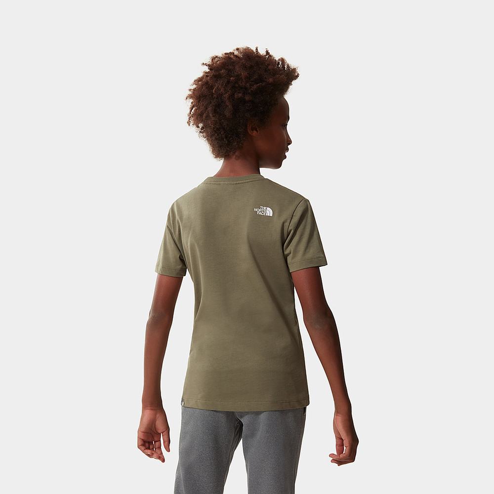 Tricko The North Face SIMPLE DOME Dievcenske Olivovo Zelená Zelene Biele | OSW-781406