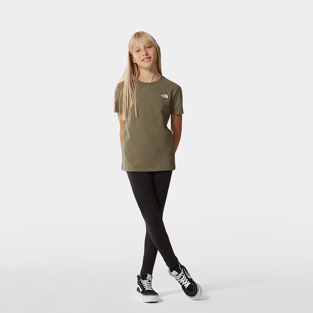 Tricko The North Face SIMPLE DOME Dievcenske Olivovo Zelená Zelene Biele | OSW-781406