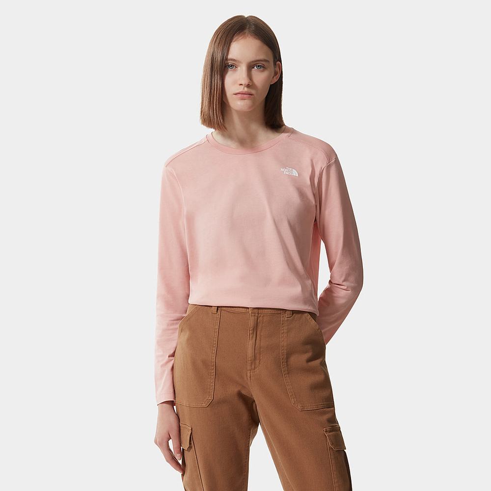 Tricko The North Face Simple Dome Long-Sleeve Damske Ruzove Hnede | CBI-318602