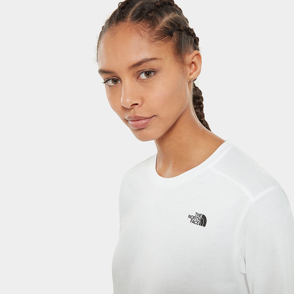 Tricko The North Face Simple Dome Long-Sleeve Damske Biele | CGN-069738