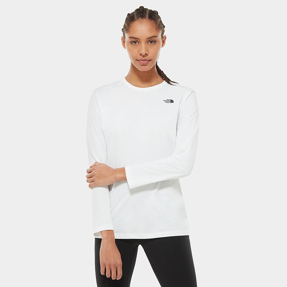 Tricko The North Face Simple Dome Long-Sleeve Damske Biele | CGN-069738