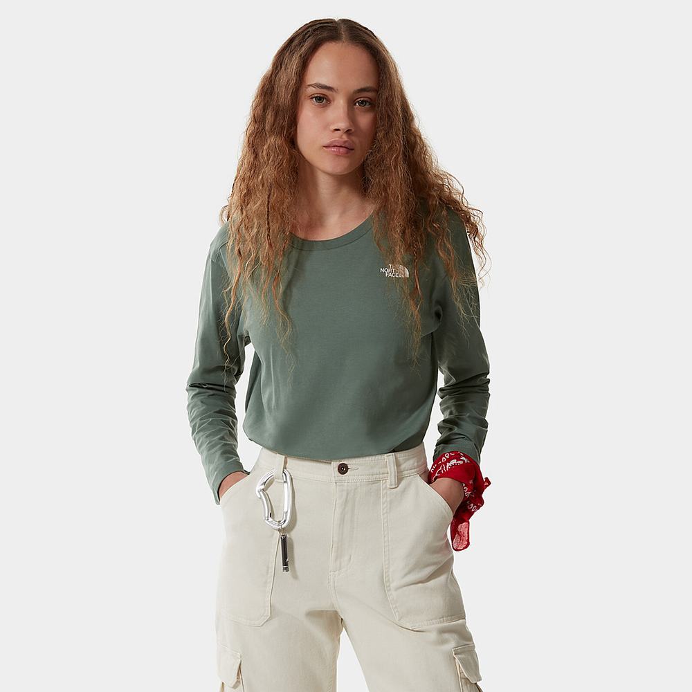 Tricko The North Face Simple Dome Long-Sleeve Damske Zelene | MOL-514372