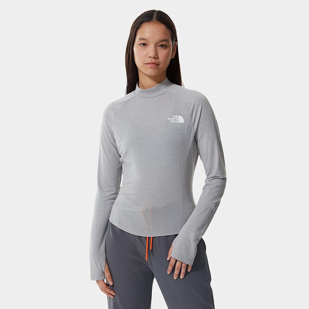 Tricko The North Face TEKWARE LONG-SLEEVE CROPPED Damske Siva | JMH-470156