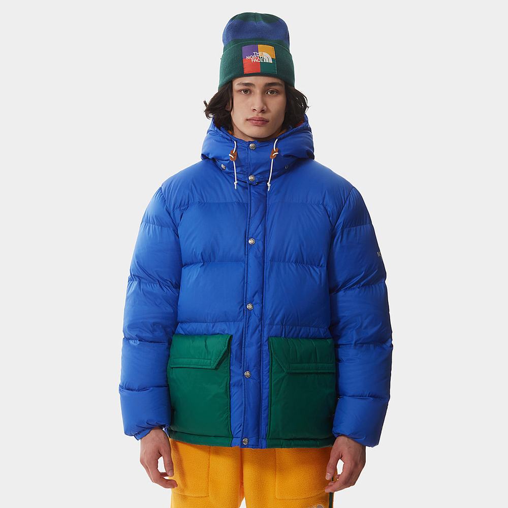 Zimní Bundy The North Face COLOUR BLOCK SIERRA DOWN Panske Modre Zelene | NIM-730692