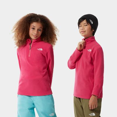 Fleece Mikiny The North Face Glacier Quarter Zip Chlapcenske Ruzove Biele | PRS-102935