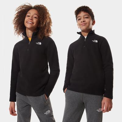 Fleece Mikiny The North Face Glacier Quarter Zip Dievcenske Čierne Biele | XZF-508379