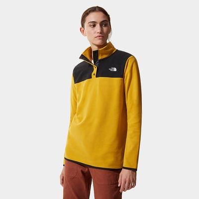Fleece Mikiny The North Face TKA Glacier Snap-Neck Damske Žlté Čierne | MQU-601958