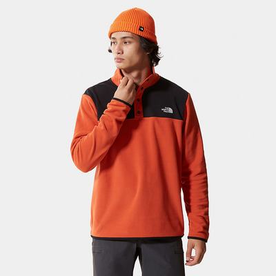 Fleece Mikiny The North Face TKA Glacier Snap-Neck Panske Čierne | QFW-765328