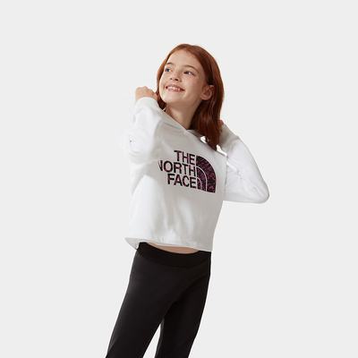 Mikiny S Kapucňou The North Face DREW PEAK CROPPED Dievcenske Biele Čierne | TRJ-438957