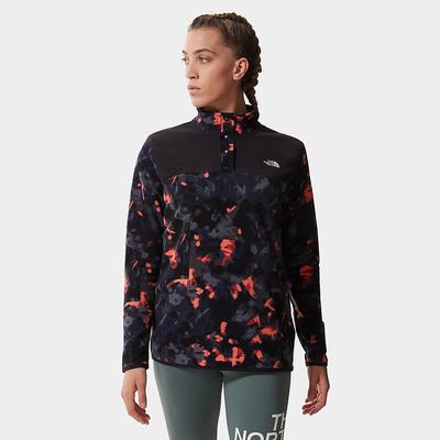 Mikiny The North Face Printed TKA Glacier Popper Button Fleece Damske Oranžové Čierne | ZFX-089374