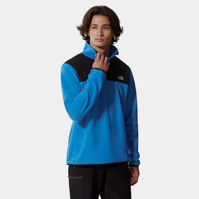 Mikiny The North Face TKA Glacier Snap-Neck Fleece Panske Modre Čierne | IGV-268450