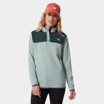 Mikiny The North Face TKA Glacier Snap-Neck Fleece Damske Zelene Tmavo Olivovo Zelená Zelene | KPM-819524