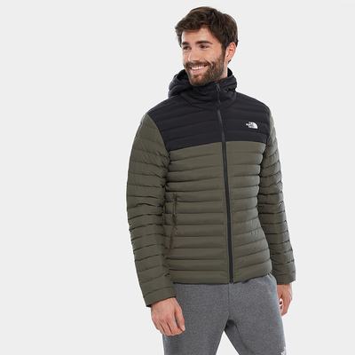 Páperová Bunda The North Face Stretch S Kapucňou Panske Zelene Čierne | IUQ-478105