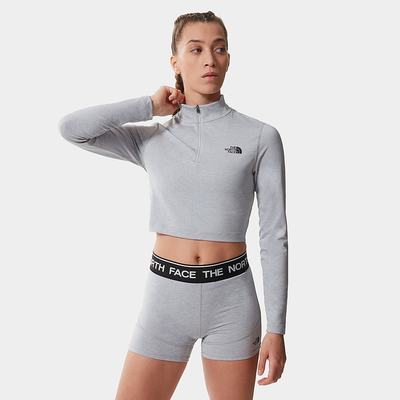 Tricko The North Face Crop Zip Through Fleece Damske Svetlo Siva | SNH-462870