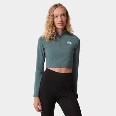 Tricko The North Face Crop Zip Through Fleece Damske Zelene | XEO-642509