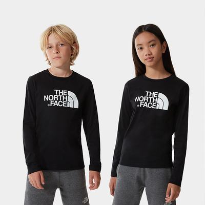 Tricko The North Face Easy Long-Sleeve Chlapcenske Čierne Biele | VEA-519642